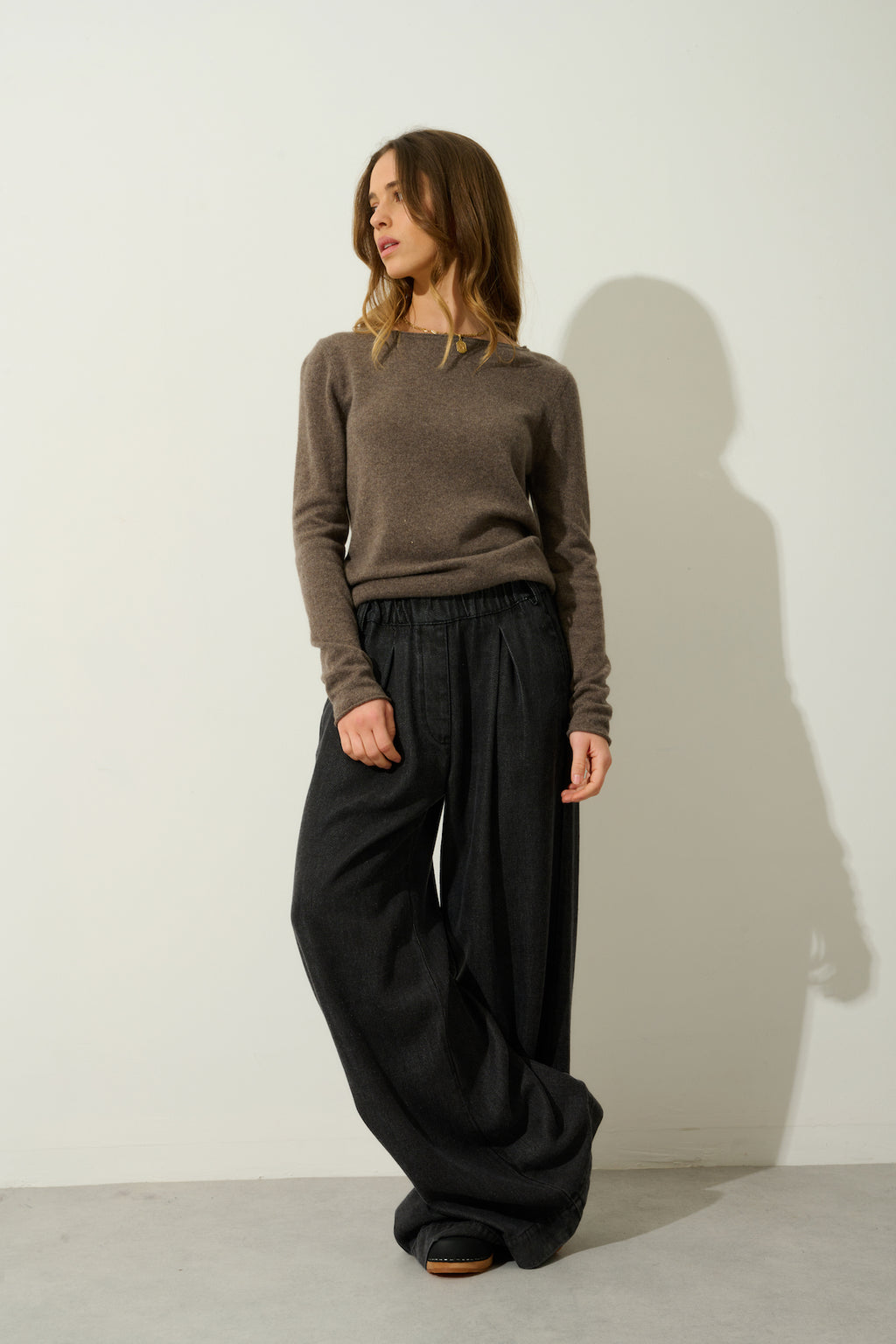 Boat Neck Jumper - Criou - Taupe Marl