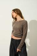 Boat Neck Jumper - Criou - Taupe Marl