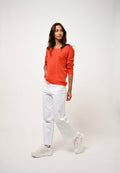 Lanfon Boat Neck Jumper - Orange - 100% 2-Ply Cashmere