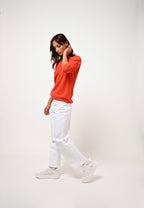 Lanfon Boat Neck Jumper - Orange - 100% 2-Ply Cashmere