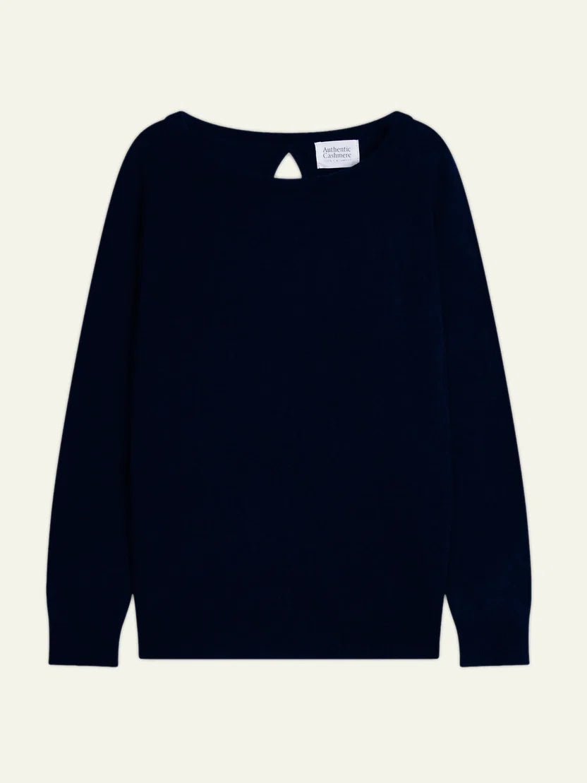 Maglione Scollo a Barca Goccia sul Retro - Dibona - Navy