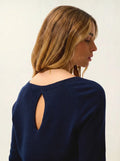Maglione Scollo a Barca Goccia sul Retro - Dibona - Navy