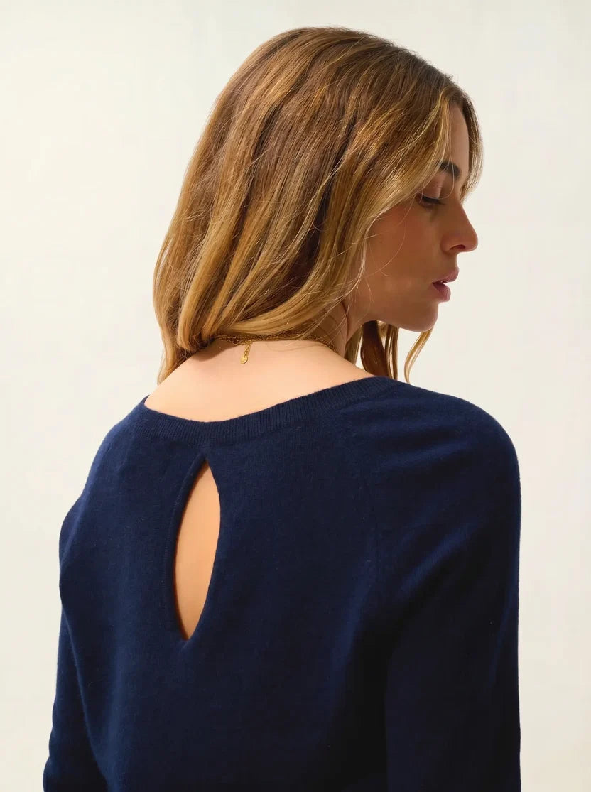 Maglione Scollo a Barca Goccia sul Retro - Dibona - Navy