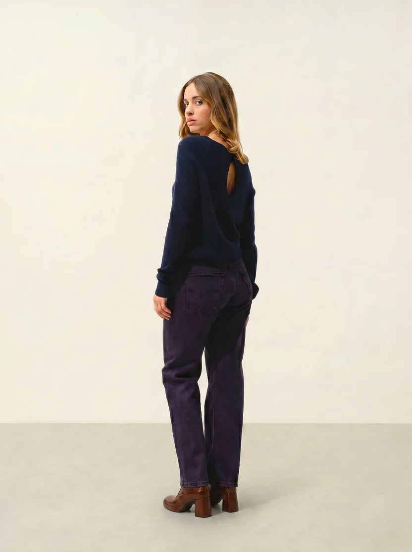 Maglione Scollo a Barca Goccia sul Retro - Dibona - Navy