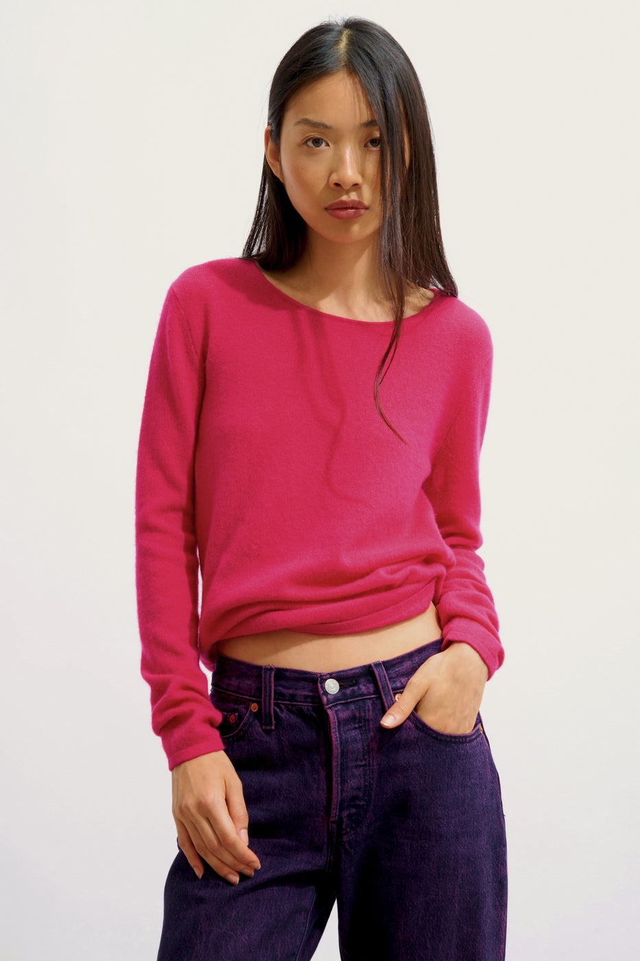 Round-Neck Jumper - Epéna - Fuchsia