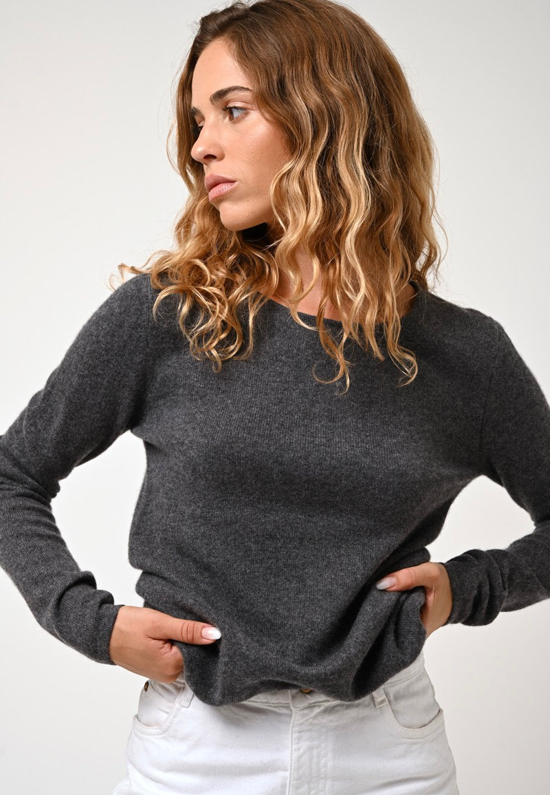 Round Neck Sweater - Epéna - Anthracite Heather