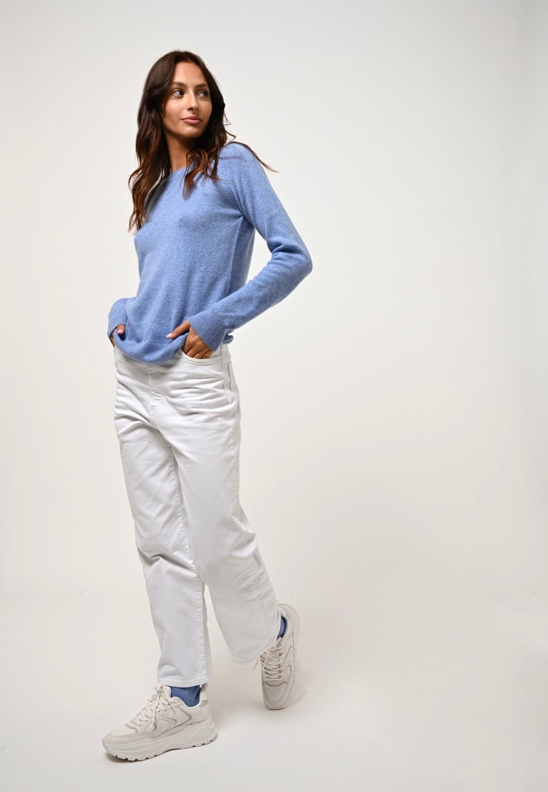 Round Neck Jumper Etret - Sky - 100% 2-Ply Cashmere