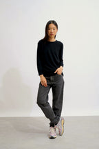 Pull Col Rond Boutonné Dos - Estaris - Noir