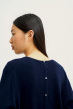 Pull Col Rond Boutonné Dos - Estaris - Navy