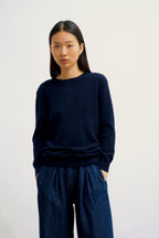 Pull Col Rond Boutonné Dos - Estaris - Navy