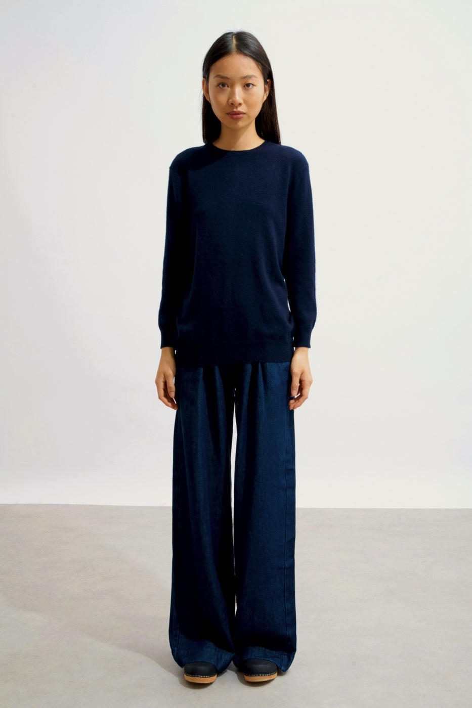 Pull Col Rond Boutonné Dos - Estaris - Navy