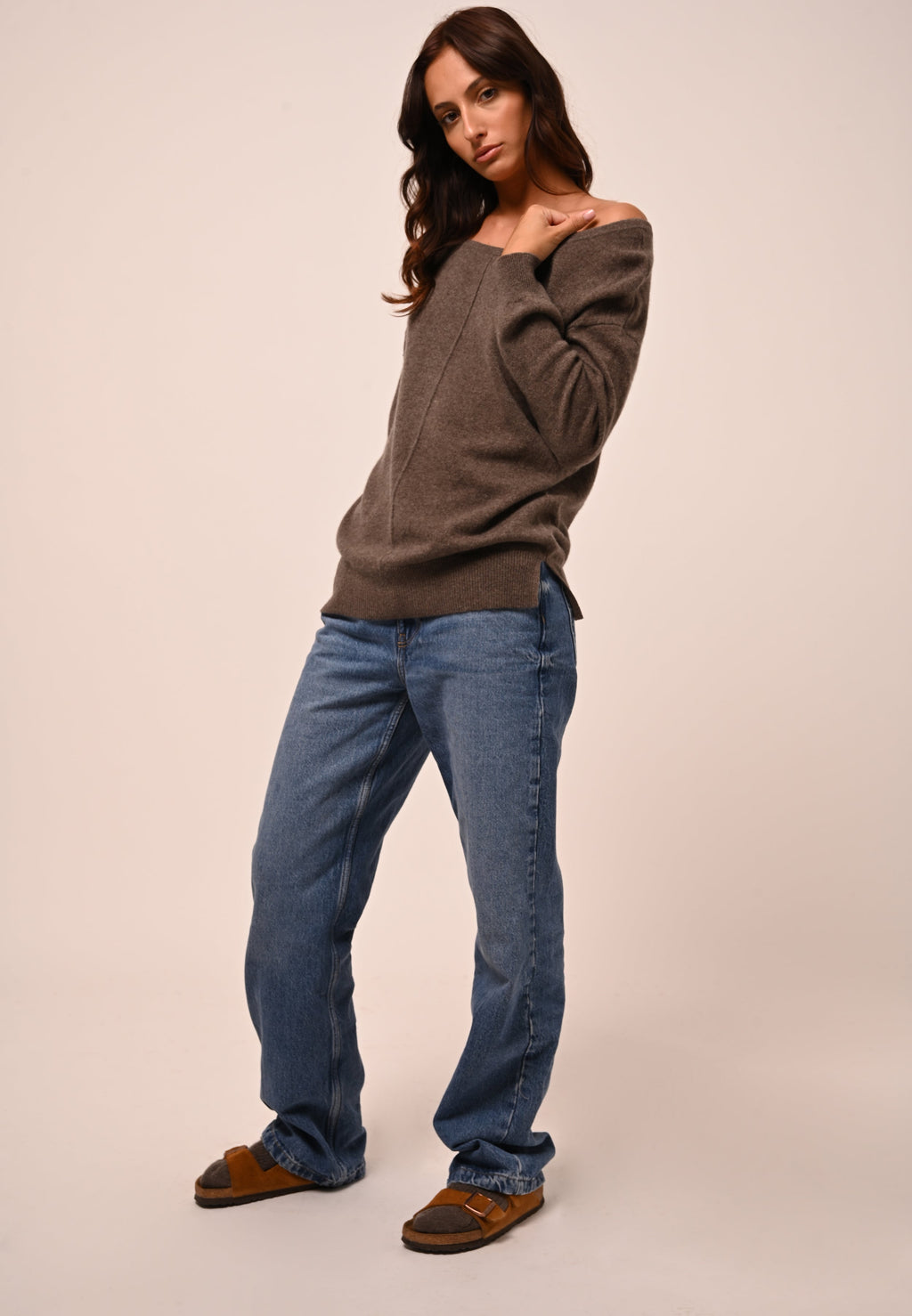 Pull Col Rond - Faraut - Taupe Chiné