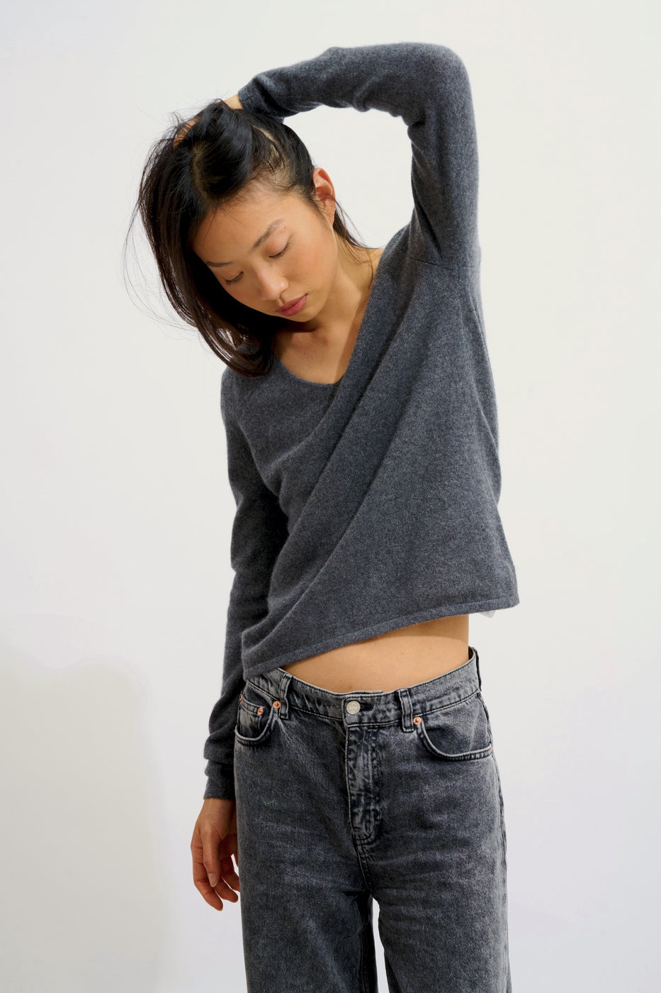 Jersey con Cuello de Pico - Galise - Antracita Jaspeada