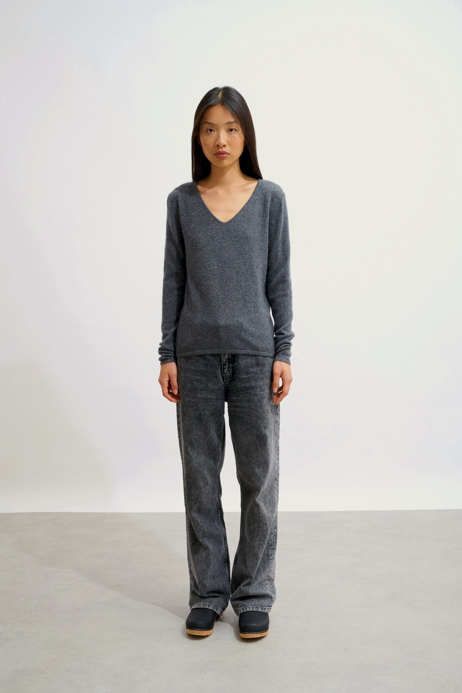Jersey con Cuello de Pico - Galise - Antracita Jaspeada
