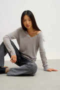 V-Neck Jumper - Galise - Nuage Chiné