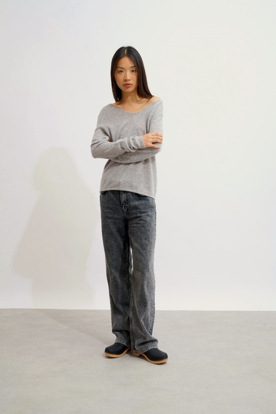 V-Neck Jumper - Galise - Nuage Chiné