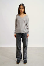 Jersey con cuello en V - Galise - Heather Cloud