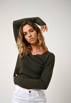 V-Neck Sweater - Galise - Khaki