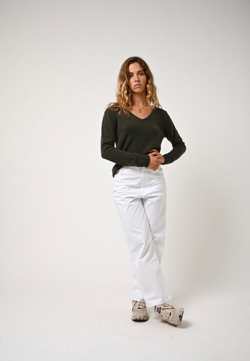 V-Neck Sweater - Galise - Khaki