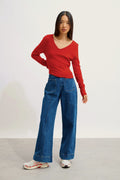Pull Col V - Galise - Rouge