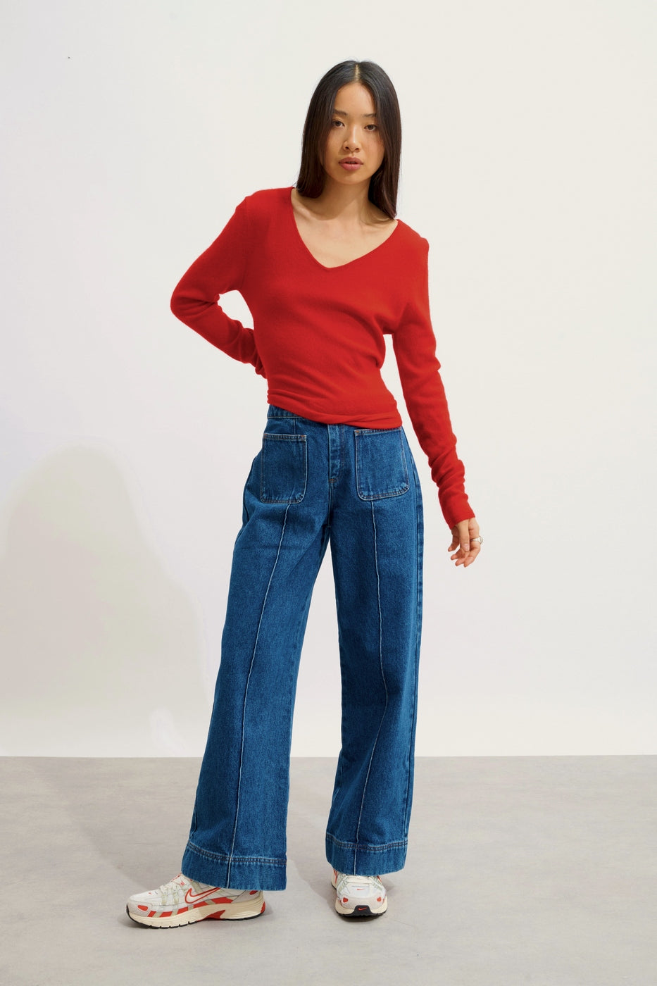 Pull Col V - Galise - Rouge
