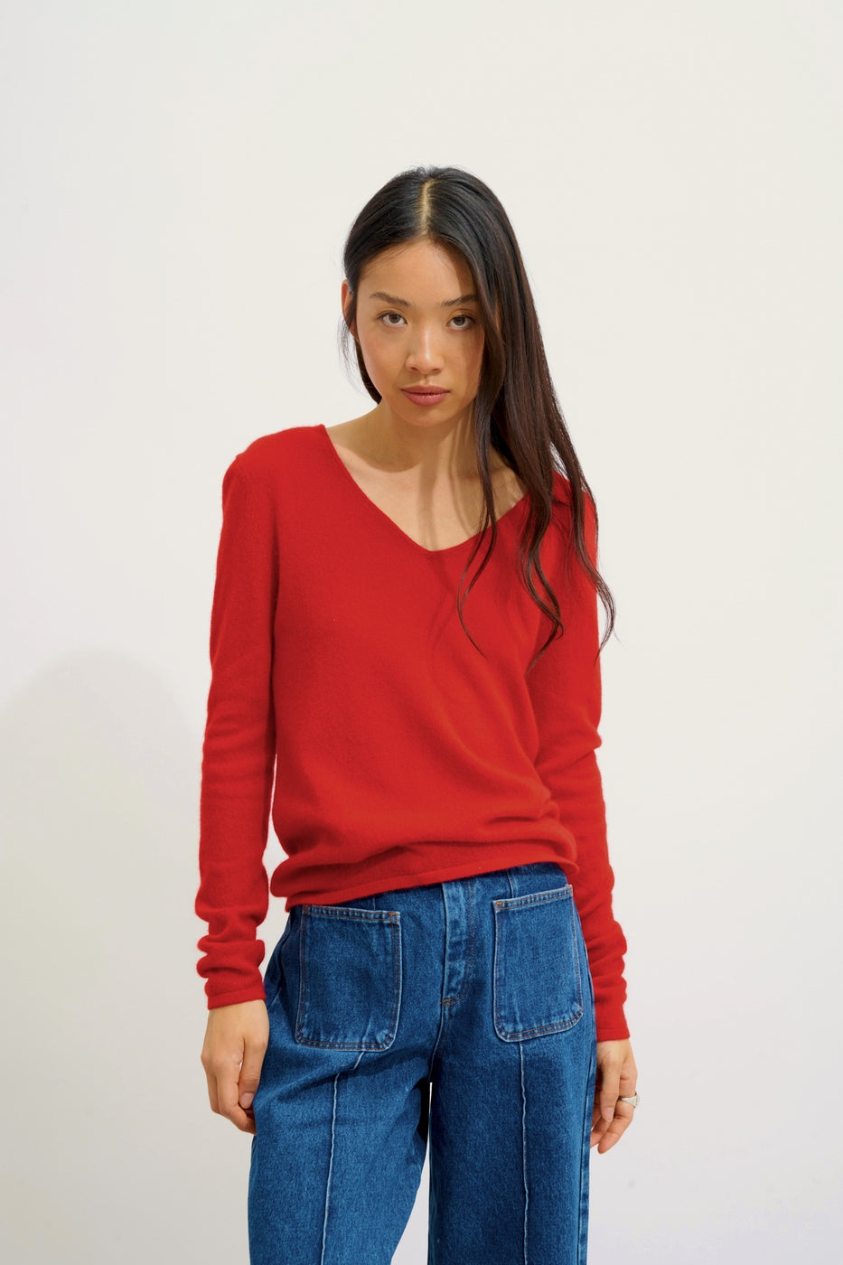 Pull Col V - Galise - Rouge