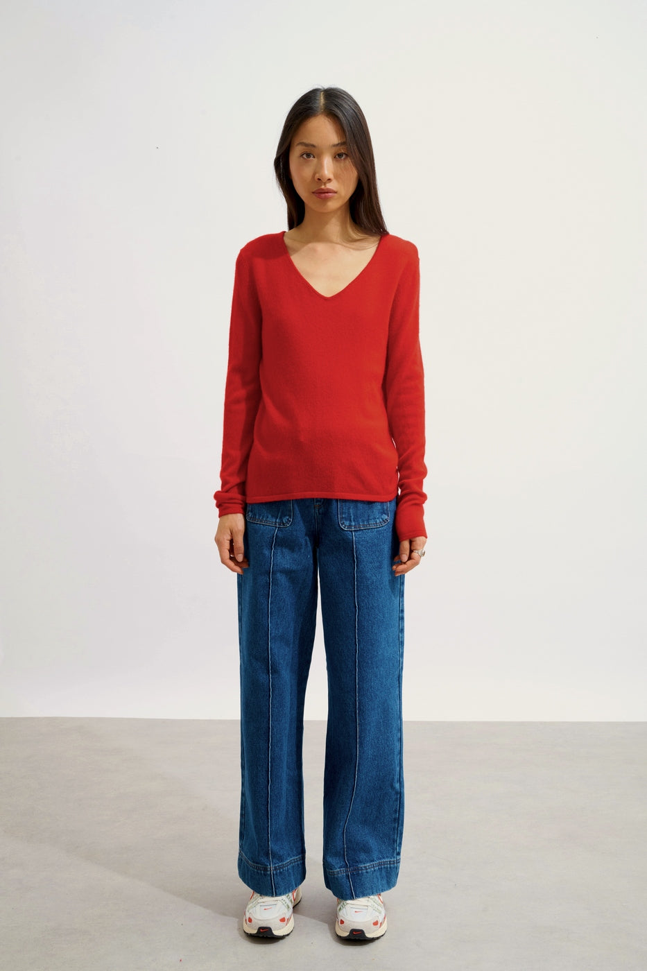 Pull Col V - Galise - Rouge