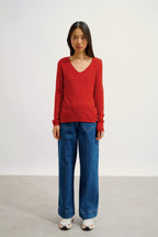 Pull Col V - Galise - Rouge