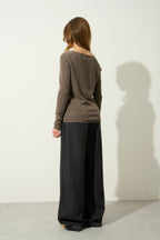 Jersey Cuello En V - Galise - Taupe Jaspeado