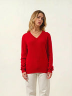 Maglione con scollo a V - Gardoria - Rosso