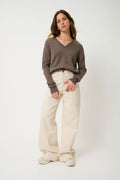 V-Neck Jumper - Gardoria - Mottled Taupe