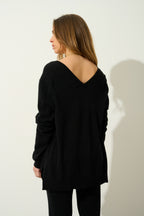 V-Neck Jumper Front And Back - Giegn - Black