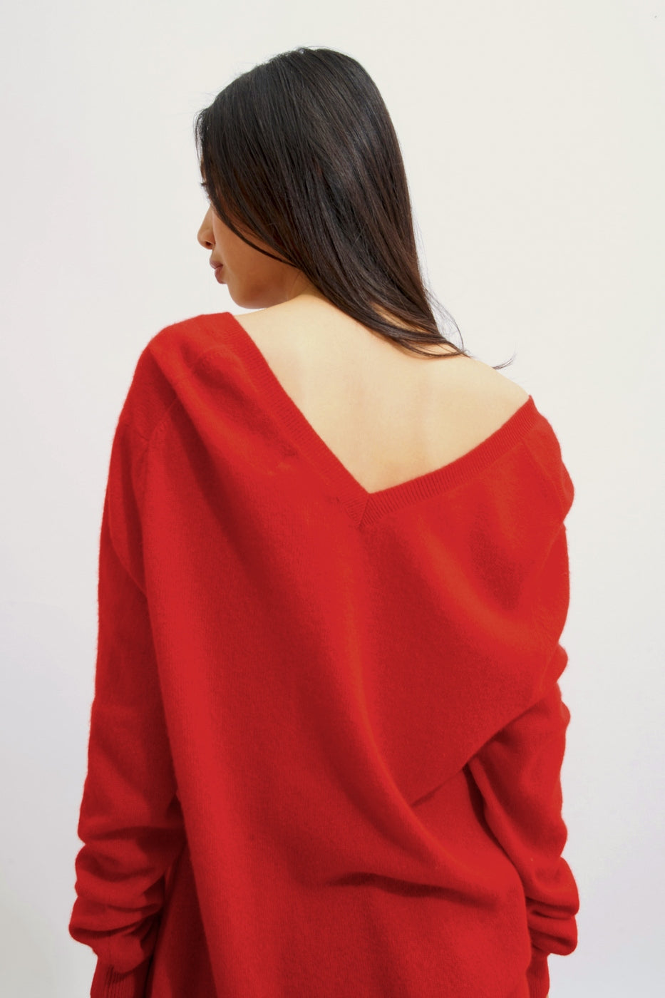 V-Neck Sweater Front And Back - Giegn - Red