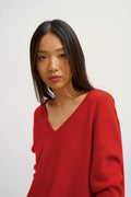 V-Neck Sweater Front And Back - Giegn - Red