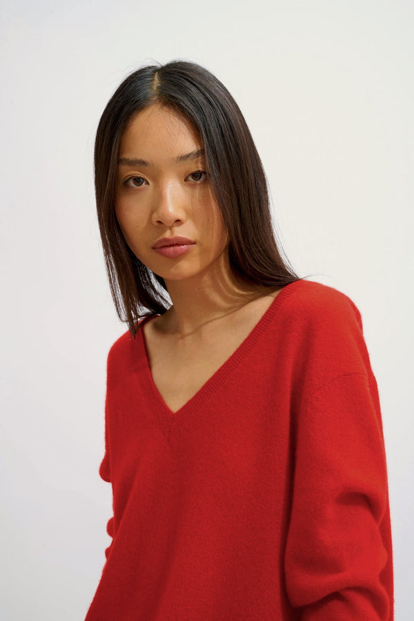 V-Neck Jumper Front And Back - Giegn - Red