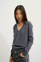 Pull Col V - Giusalet - Anthracite Chiné