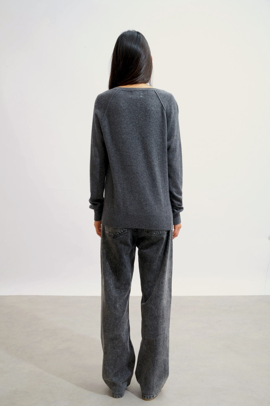 Pull Col V - Giusalet - Anthracite Chiné