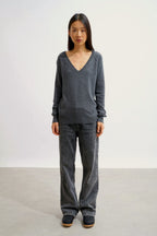 Pull Col V - Giusalet - Anthracite Chiné