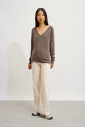V-Neck Jumper - Giusalet - Taupe Marl
