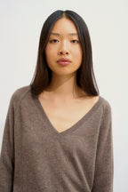 V-Neck Jumper - Giusalet - Taupe Marl