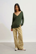 Jersey de cuello en V - Giusalet - Caqui