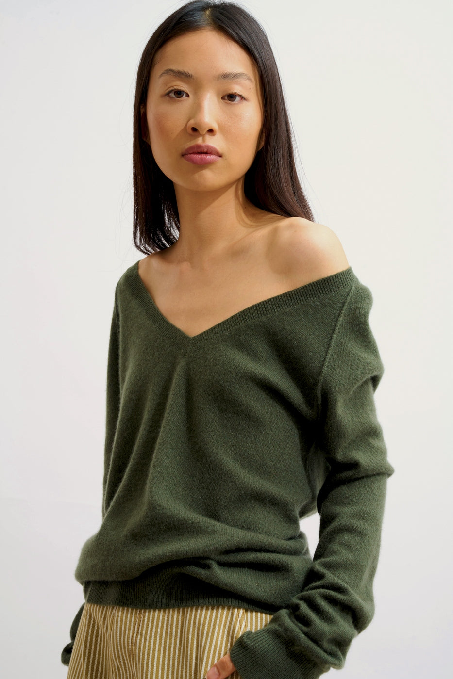 Jersey de cuello en V - Giusalet - Caqui
