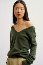 Jersey de cuello en V - Giusalet - Caqui
