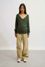 Jersey de cuello en V - Giusalet - Caqui