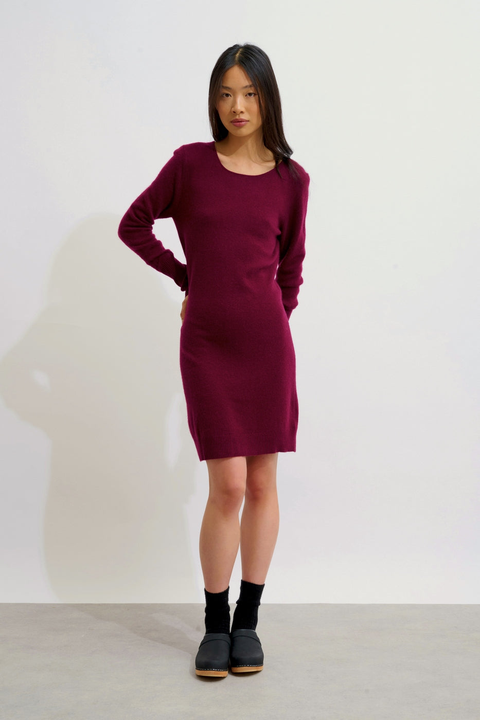 Vestido de cuello redondo - Armet - Burdeos