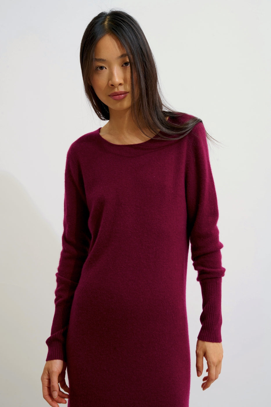 Vestido de cuello redondo - Armet - Burdeos