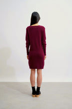 Vestido de cuello redondo - Armet - Burdeos