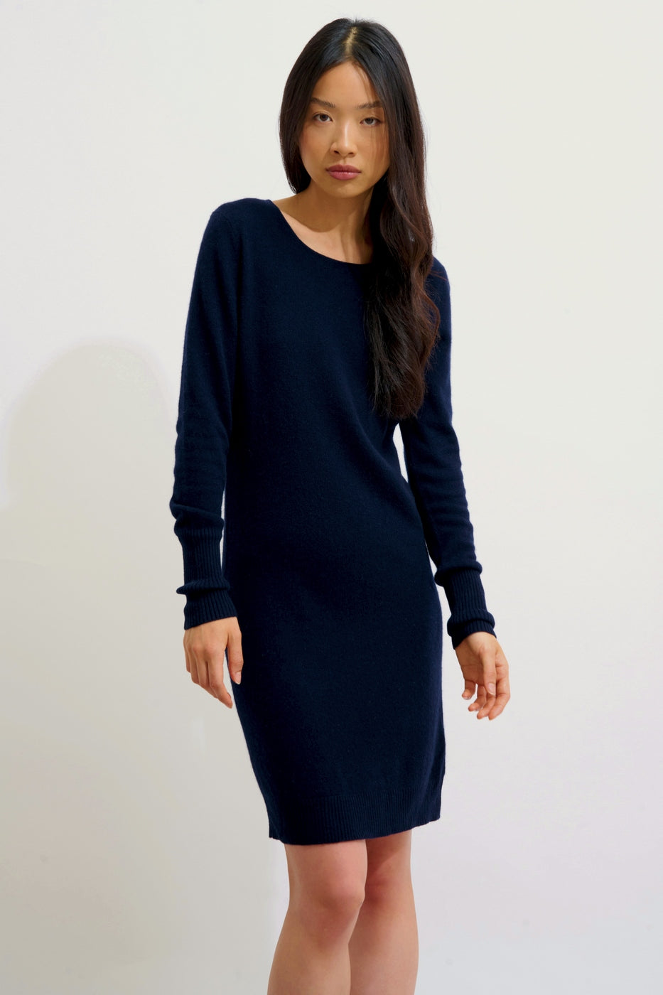 Round Neck Dress - Armet - Navy