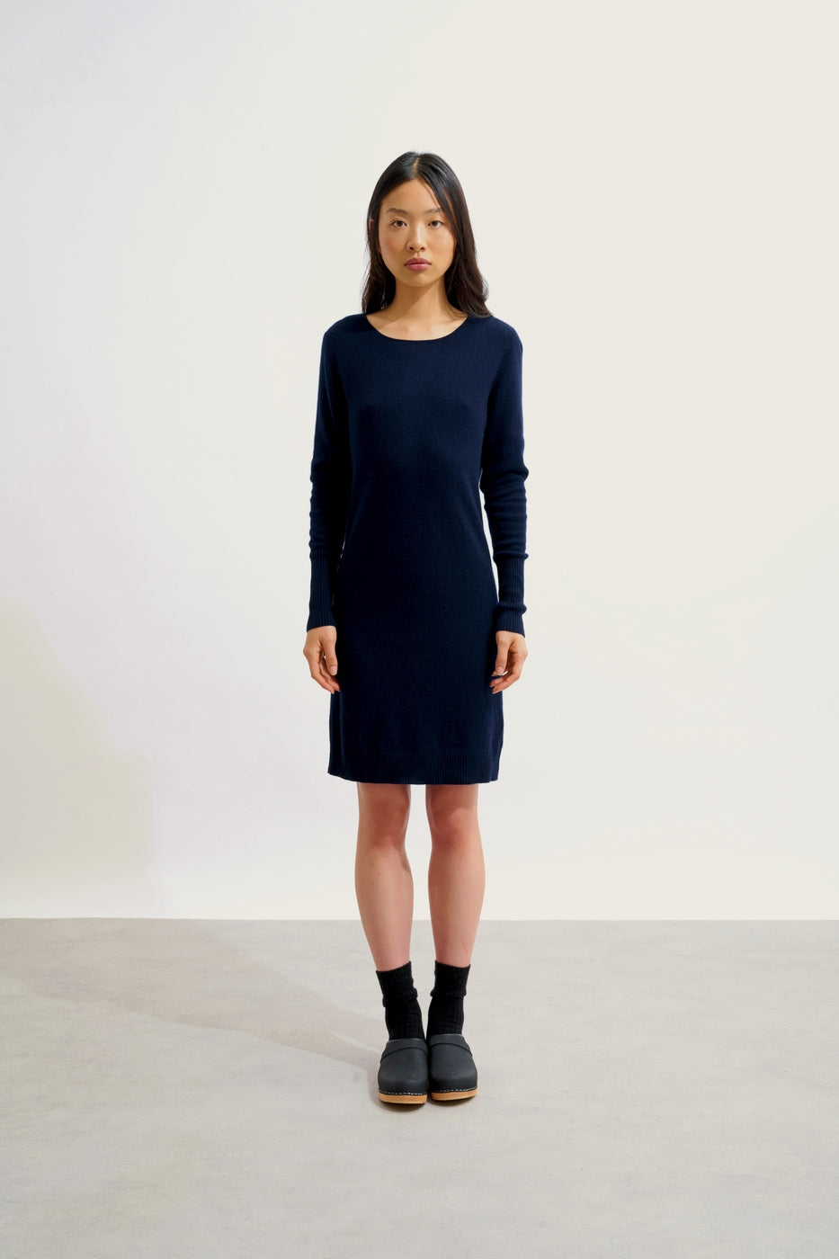 Round Neck Dress - Armet - Navy