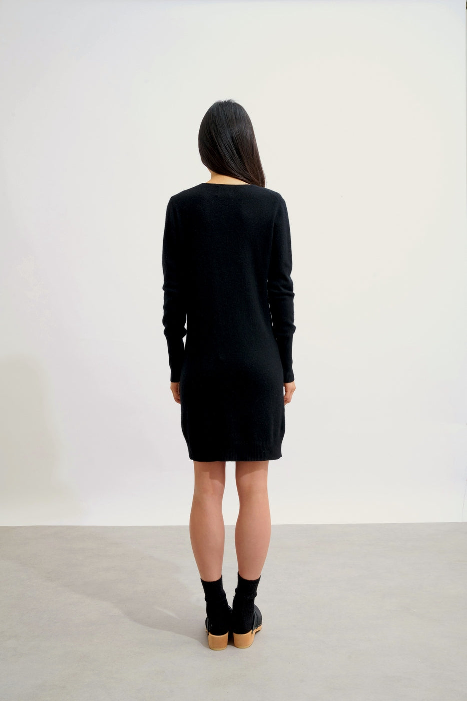 Vestido con cuello en V - Capelet - Negro